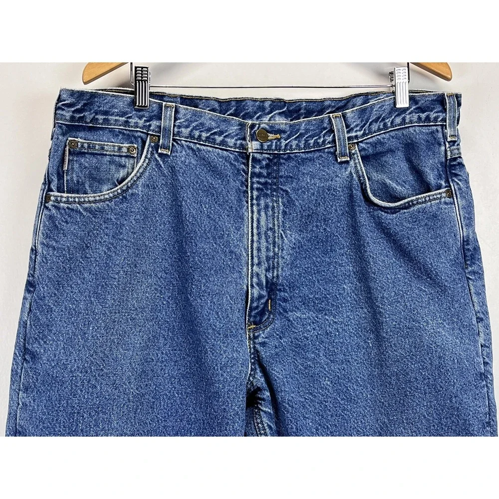 Carhartt Fleece Lined Jeans Sz 40 x 30 Mens Blue Relaxed Fit Warm